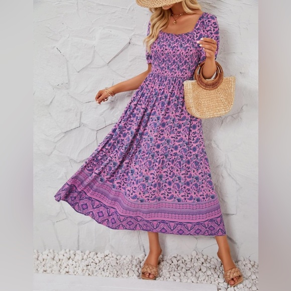 Dresses & Skirts - NWOT Zesica Small Purple Sundress with Puff Sleeves for Casual Wear
